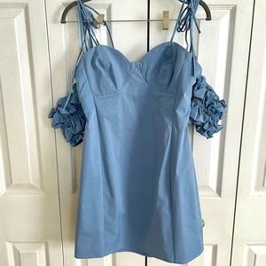 Topshop sky blue off the shoulder mini dress NWT